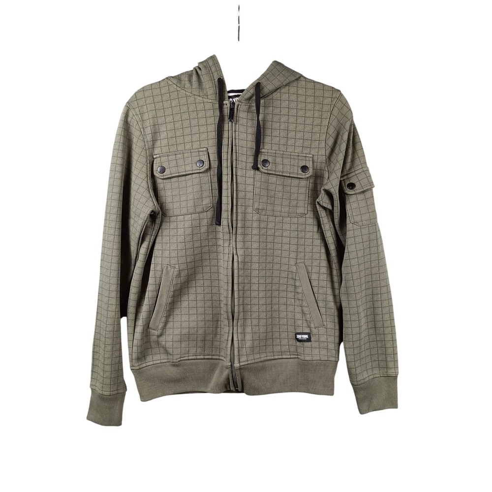 Zoo York‎ Green Grid Pattern Full Zip Hoodie Jacket Size S